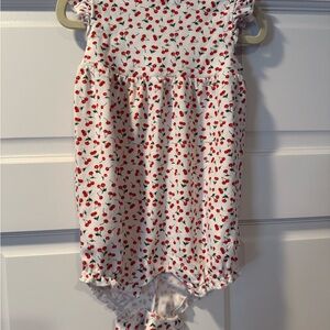 Baby Girls' White Cherry Print One-Piece Romper